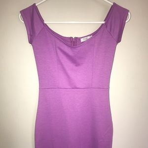 Lilac off-the-shoulder body con dress